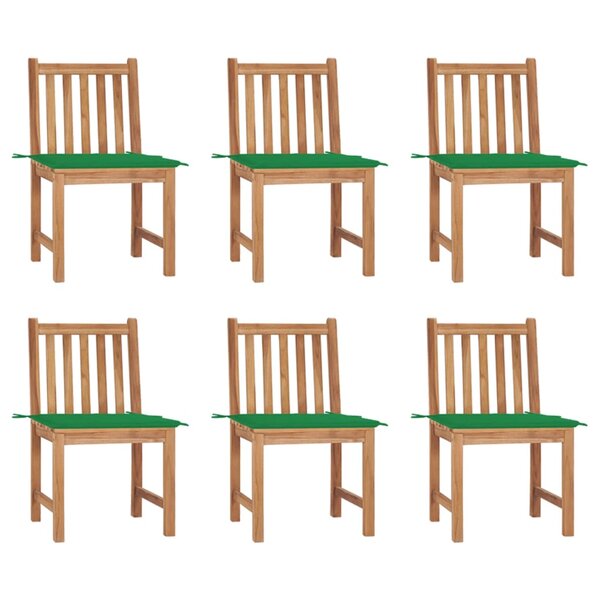 vidaXL Chaises de jardin lot de 6 avec coussins Bois de teck massif