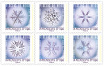 Carnet 12 timbres - Flocons de neige - Lettre verte