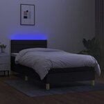 vidaXL Sommier à lattes de lit avec matelas et LED Noir 90x190cm Tissu