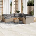 vidaXL Salon de jardin avec coussins 12 Pièces beige résine tressée