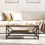 Table basse vidaXL avec étagère en chêne artisan  90x50x40 cm  en bois d'ingénierie