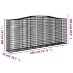 vidaXL Paniers à gabions arqués 20 Pièces 400x50x160/180 cm fer galvanisé