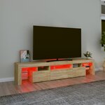 vidaXL Meuble TV avec lumières LED Chêne sonoma 200x36 5x40 cm