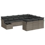 vidaXL Salon de jardin 11 Pièces avec coussins gris résine tressée