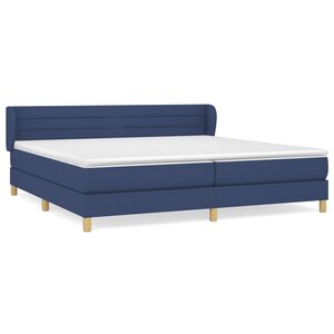 vidaXL Sommier à lattes de lit avec matelas Bleu 200x200 cm Tissu