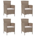 vidaXL Chaises de jardin avec coussins lot de 4 Résine tressée Beige