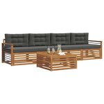 vidaXL Ensemble de canapés d'extérieur 5 Pièces Naturel et Anthracite