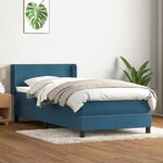 vidaXL Sommier à lattes de lit et matelas bleu foncé 90x210 cm velours