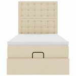 vidaXL Lit ottoman avec matelas crème 100x200 cm tissu