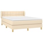vidaXL Sommier à lattes de lit avec matelas Crème 140x200 cm Tissu