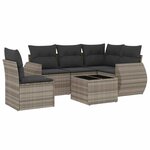 vidaXL Salon de jardin 6 Pièces avec coussins gris clair résine tressée