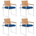 vidaXL Chaises de jardin 4 Pièces avec coussins Bois de teck massif