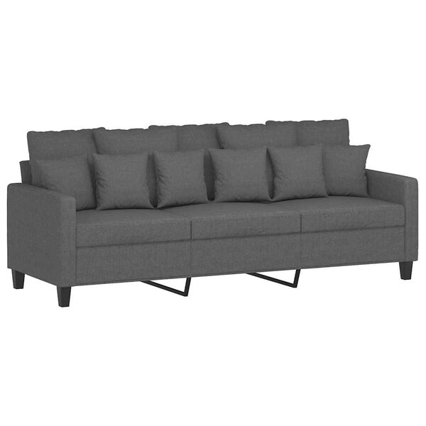 vidaXL Canapé à 3 places Gris foncé 180 cm Tissu