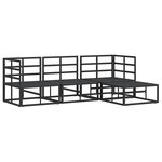 vidaXL Ensemble de canapé de jardin avec coussin 4 Pièces Noir Aluminium