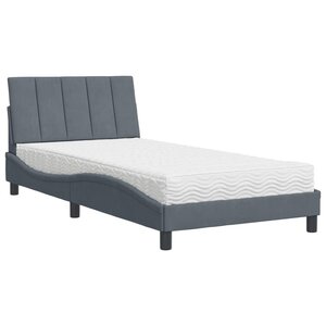 vidaXL Lit avec matelas Hanko gris foncé 100x200 cm velours
