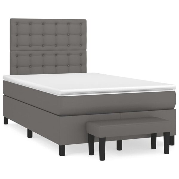 vidaXL Sommier à lattes de lit avec matelas gris 120x190 cm similicuir