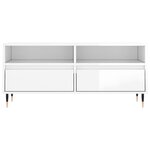vidaXL Meuble TV blanc brillant 100x34 5x44 5 cm bois d'ingénierie