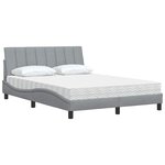 vidaXL Lit avec matelas Hanko gris clair 140x200 cm tissu