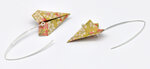 Boucles d'oreille papier origami avion moutarde