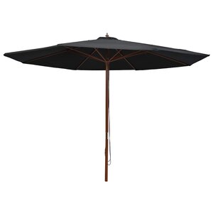 vidaXL Parasol d'extérieur avec mât en bois 350 cm Noir