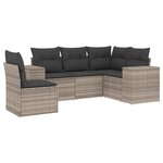 vidaXL Salon de jardin 5 Pièces avec coussins gris clair résine tressée