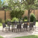 Set de jardin 9 pièces avec coussins en rotin marron
