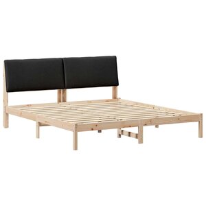 vidaXL Cadre de lit Marron et noir 200 x 200 cm Bois massif en pin