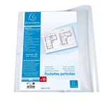 Sachet De 10 Pochettes Perforées Polypropylène Lisse Haute Qualité 9/100e - A3 Horizontal - Cristal - X 5 - Exacompta