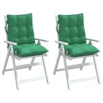 vidaXL Coussins de chaise à dossier bas lot de 2 vert tissu oxford