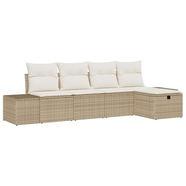 vidaXL Ensemble de canapé de jardin 5 Pièces Beige 55 x 62 x 69 cm