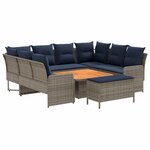 vidaXL Ensembles de meubles 7 Pièces Gris et bleu marine Rotin PE