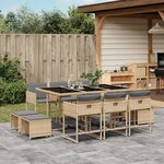 vidaXL Ensemble à manger de jardin et coussins 11 Pièces mélange beige