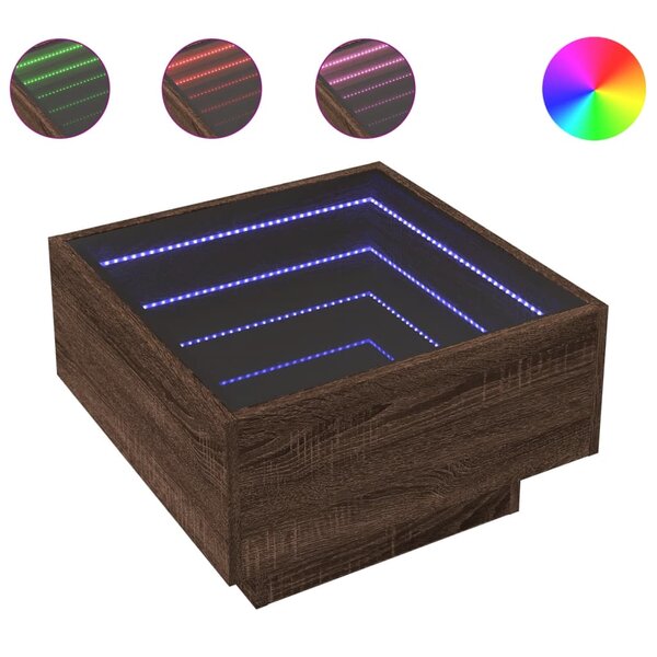 vidaXL Table basse avec LED chêne marron 50x50x30 cm bois d'ingénierie
