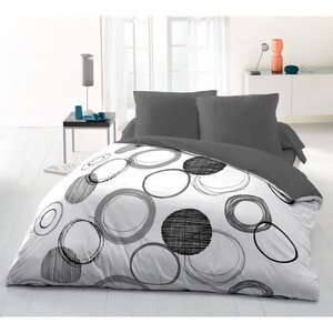 Parure microfibre - housse de couette 240 x 260 + 2 taies d'oreiller 63 x 63 - Gris clair