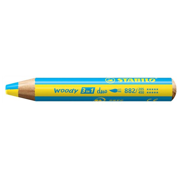 Crayon multi-talents woody 3 in 1 duo - jaune-bleu ciel STABILO