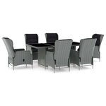 vidaXL Mobilier à dîner 7 Pièces avec coussins Résine tressée Gris clair