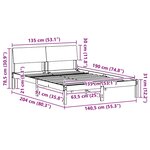 vidaXL Cadre de lit Marron et taupe 135 x 190 cm Bois massif en pin