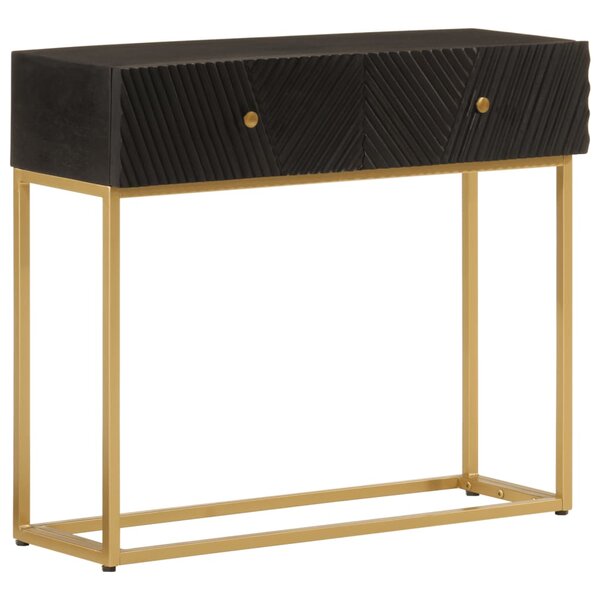 vidaXL Table console noir 90x30x76 cm bois massif de manguier et fer