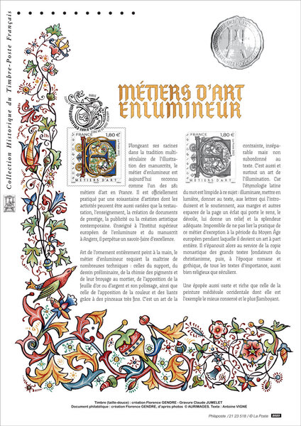 Document philatélique - Métiers d'art - Enlumineur