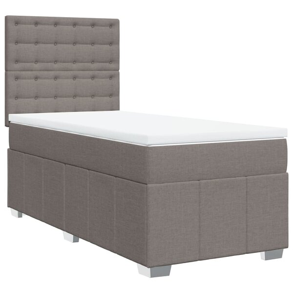 vidaXL Sommier à lattes de lit avec matelas Taupe 90x190 cm Tissu