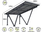 Carport solaire avec panneaux photovoltaïques - 366 x 575 x 366 cm - Gris - 4 1 kW