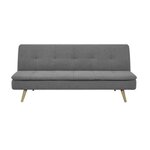 Clic clac 3 places - Tissu Gris - Pieds bois naturel - 179 x 85 x 79 cm - ALMA