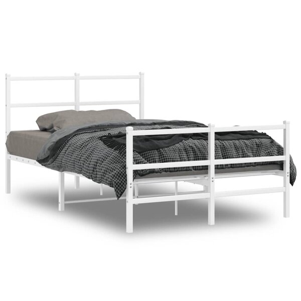vidaXL Cadre de lit métal avec tête de lit/pied de lit blanc 120x190cm