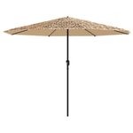 vidaXL Parasol de jardin avec LED et mât en acier marron 324x324x247cm