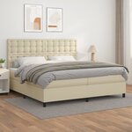 vidaXL Sommier à lattes de lit avec matelas Crème 200x200cm Similicuir
