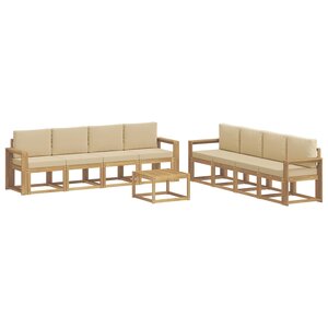 vidaXL Ensemble de canapés d'extérieur 9 pc Blanc et Beige