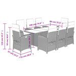 vidaXL Ensemble à manger de jardin et coussins 9 Pièces marron poly rotin