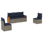 vidaXL Salon de jardin 5 Pièces avec coussins gris résine tressée