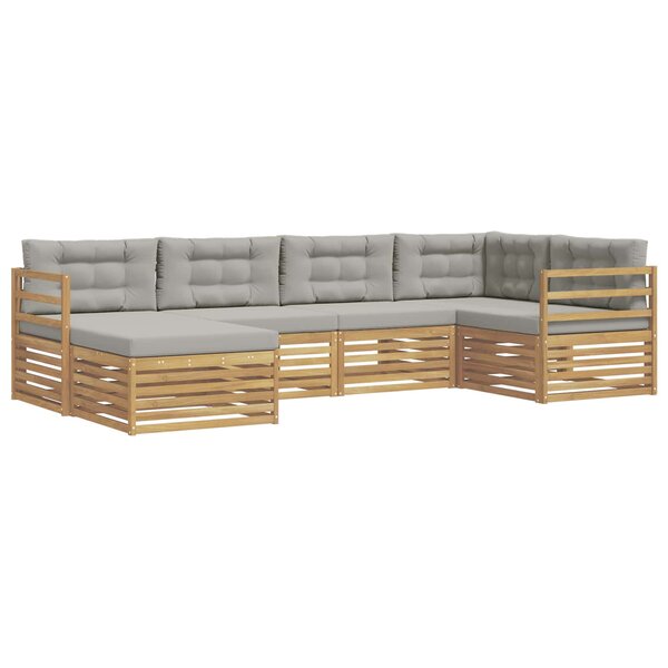 vidaXL Ensemble de canapés d'extérieur 6 Pièces Blanc et gris clair