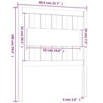 vidaXL Tête de lit Gris 80 5x4x100 cm Bois massif de pin